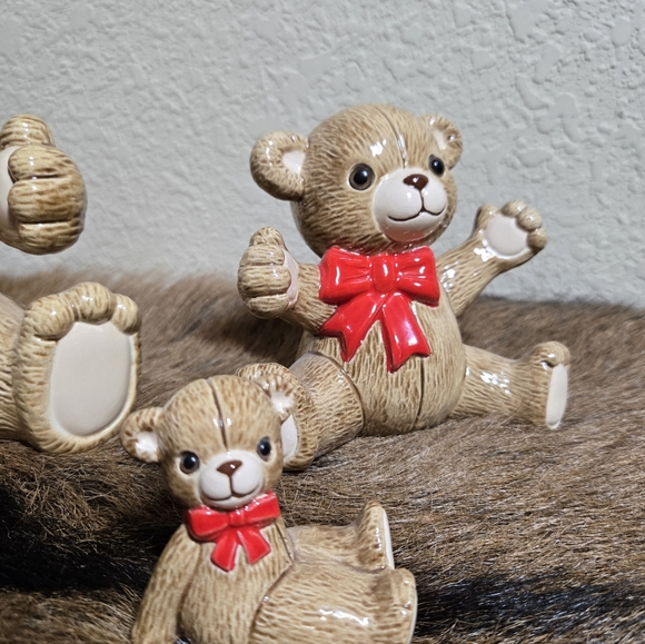 Vintage Ceramic Teddy Bear Set Of 3 - Picture 7 of 7